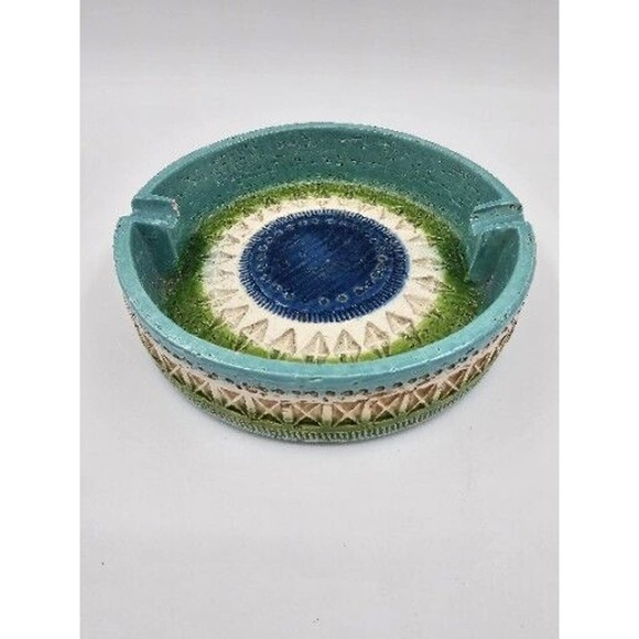 Vintage Mid-Century Bitossi For Rosenthal-Netter Ceramic Blue Glazed Ashtray - Picture 2 of 11